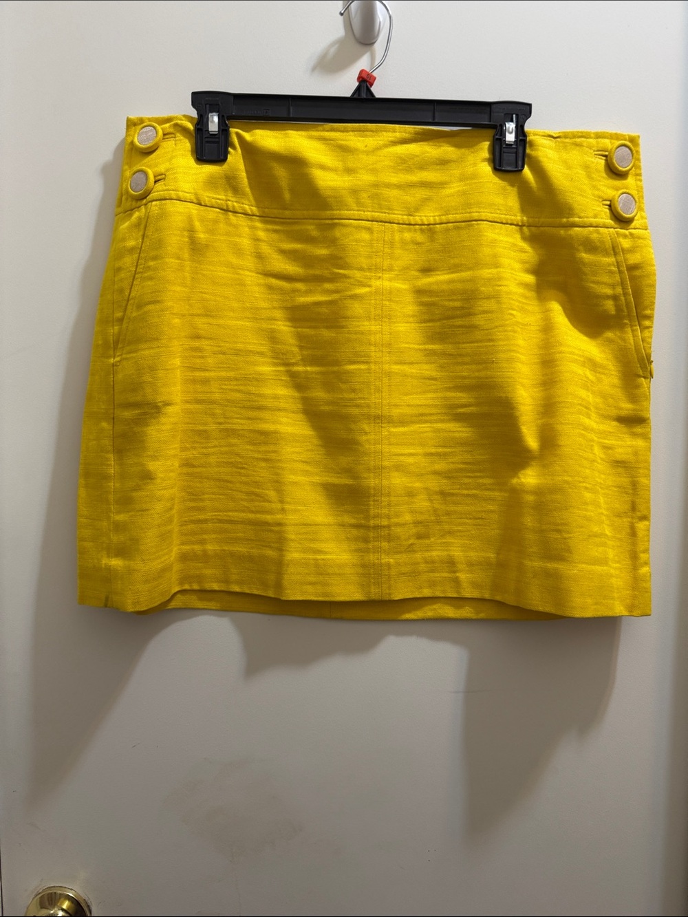 Banana Republic Canary Yellow Button-Detail Mini Skirt